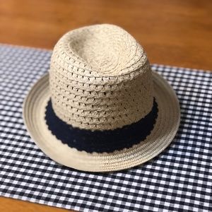 Tan Fedora with Navy Blue Ribbon ☀️
